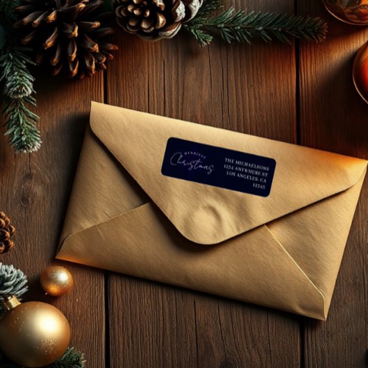 Étiquette Flocon de neige de Noël le plus joyeux Bleu marine