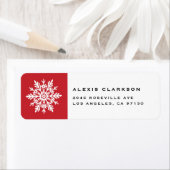 Étiquette Flocon de neige fantaisiste blanc Noël rouge (En situation)