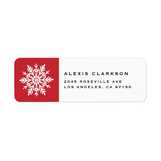 Étiquette Flocon de neige fantaisiste blanc Noël rouge (Devant)
