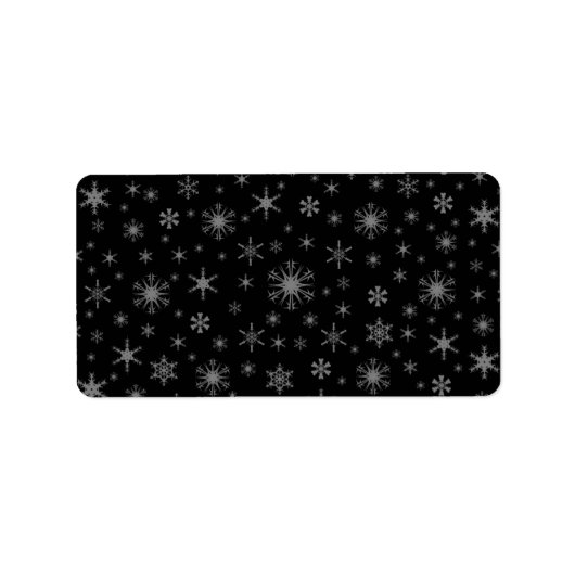 Étiquette Flocon de neige - Gris sur noir (Devant)