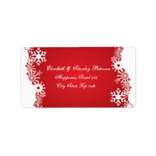 Étiquette Flocon de neige rouge blanc mariage d'hiver étique