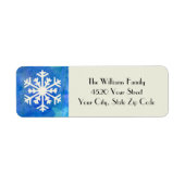 Étiquette Flocon de neige rustique Bleu Aquarelle hiver Vaca (Devant)