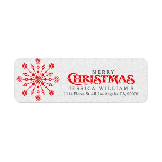 Étiquette Flocon rouge Abstrait de Noël (Devant)