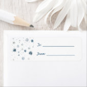 Étiquette Flocons de neige bleus blancs Noël  (En situation)