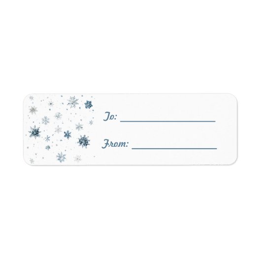 Étiquette Flocons de neige bleus blancs Noël  (Devant)