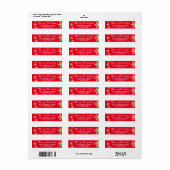 Étiquette Flocons de neige en script rouge Adresse Joyeux No (Feuille entière)