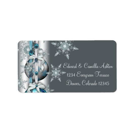 Étiquette Flocons de neige Ornements Noël (Devant)
