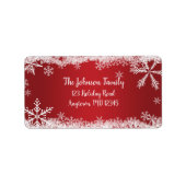 Étiquette Flocons de neige rouges et blancs Adresse des vaca (Devant)