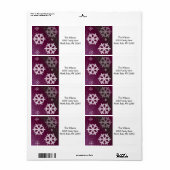 Étiquette Flocons de neige violets élégants (Feuille entière)