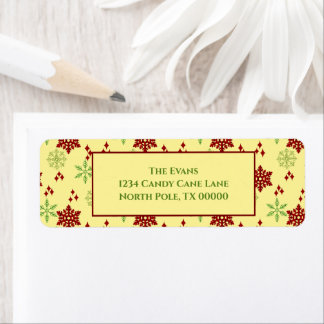Étiquette Flocons de Noël rouges et verts
