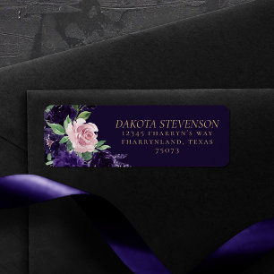 Étiquette Floraison   Dark Purple and Pink Rose Address