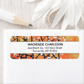 Étiquette Floral Abstrait Orange Adresse (En situation)