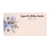 Étiquette Floral Anniversaire Pêche Violet Cinq Pétales Rose (Devant)