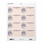 Étiquette Floral Anniversaire Pêche Violet Cinq Pétales Rose (Feuille entière)