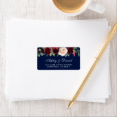 Étiquette Floral Aquarelle Bourgogne Blue Mariage Adresse (En situation)