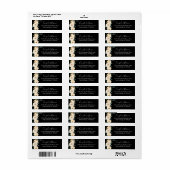 Étiquette Floral Beige Blush Gold sur Black Adresse de retou (Feuille entière)