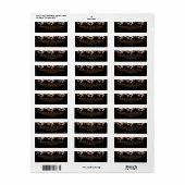 Étiquette Floral Black and Gold Mariage Adresse de retour (Feuille entière)