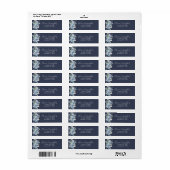 Étiquette floral bleu foncé et blanc (Feuille entière)