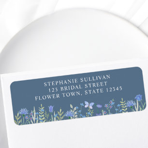Étiquette Floral Blue Fête des mariées Adresse de retour