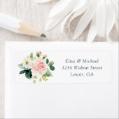 Étiquette Floral Blush Navy Élégante Adresse de mariage (En situation)