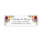 Étiquette Floral Bourgogne | Adresse (Devant)