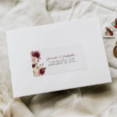 Étiquette Floral Bourgogne Crème Mariage RSVP Adresse