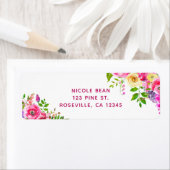 Étiquette Floral brillant Gras rose Mariage botanique de pri (En situation)