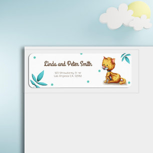 Étiquette Floral Cat Lover Illustrated Return Address