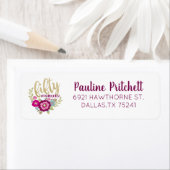 Étiquette Floral Cinquante Fabuleux 50e Anniversaire Gold Sc (En situation)