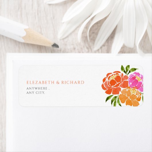 Étiquette floral d'aquarelle rose chaud (En situation)