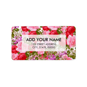 Étiquette Floral de Bohème rouge-rose vintage de roses vert