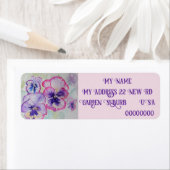 Étiquette Floral de purple Pansy Aquarelle (En situation)