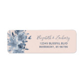 Étiquette Floral Dusty Blue Blush Mariage Retour (Devant)