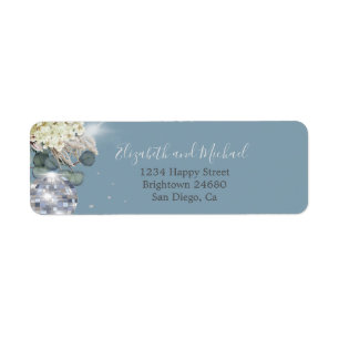 Étiquette Floral Dusty Blue Eucalyptus Élégant Disco