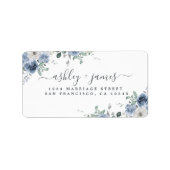 Étiquette Floral Dusty Blue Ivory Rose Adresse de retour (Devant)