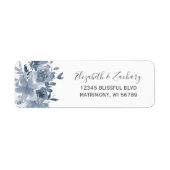 Étiquette Floral Dusty Blue Mariage Adresse de retour (Devant)