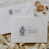 Étiquette Floral Dusty Blue Mariage Adresse de retour