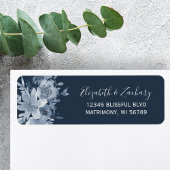 Étiquette Floral Dusty Blue Navy Mariage Adresse de retour