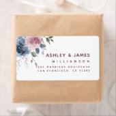 Étiquette Floral Dusty Blue Rose Script Adresse de retour (En situation)