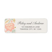 Étiquette Floral Elegance Peach Blush Sage Classic Address (Devant)