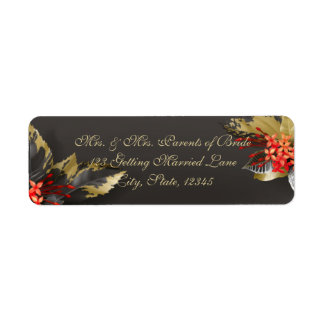 Étiquette Floral exotique noir et or
