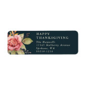 Étiquette Floral Fall/Thanksgiving Message Return Adresse (Devant)