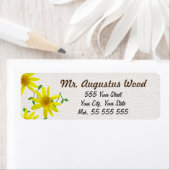 Étiquette Floral Fleur Jaune Nom Brown sur la structure blan (En situation)