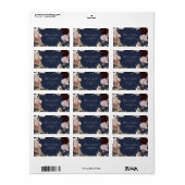 Étiquette Floral flush moderne | Adresse de retour RSVP Navy (Feuille entière)