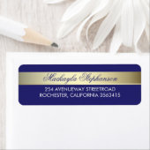 Étiquette Floral Gold Navy et White Stripes Mariage (En situation)