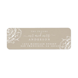 Étiquette Floral Grey Future M. Mme Mariage Retour Adresse