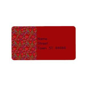 Étiquette Floral Hearts Saint-Valentin rouge