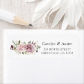 Étiquette Floral Mauve Blush Green Adresse de retour (En situation)