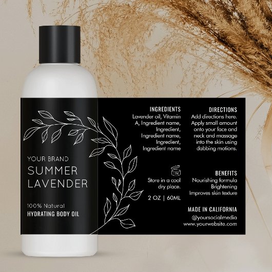 Étiquette floral minimum 4 OZ 120ml de bouteille c