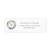 Floral neutre et bleu | Couronne et monogramme
